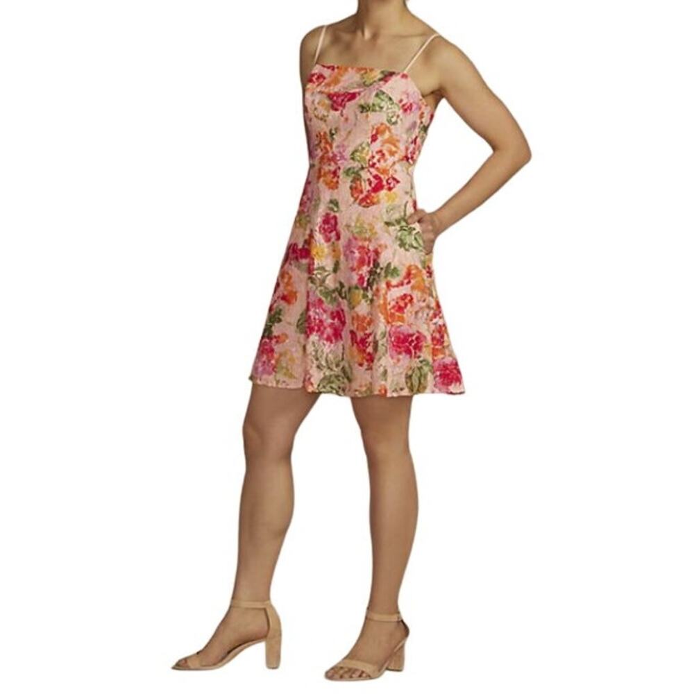 DB Studio Floral Lace Mini Dress Size 16 Pink Wedding Garden Tea Party Coquette